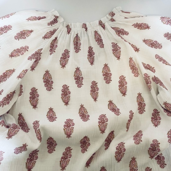 Wonderly Womens Top Blouse Raglan Sleeves Gathered to Neck Size Medium Vee Neck - Picture 10 of 16